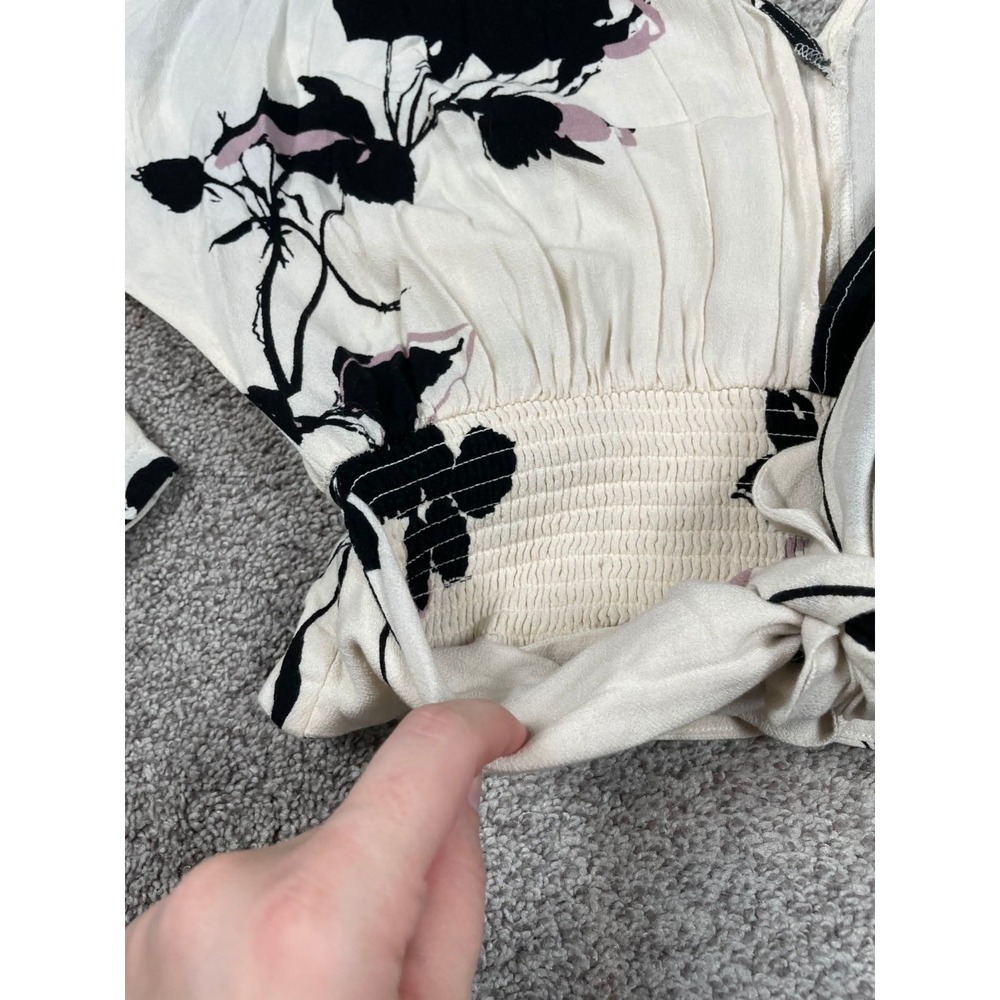 Free People Shirt Womens Medium Say You Love Me Floral Crop Tie Boho Slouchy Top - Picture 10 of 12